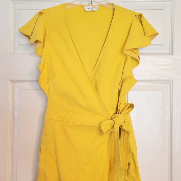 A.L.C. Walker Linen Blend Flutter Sleeve Wrap Dress - Picture 10 of 14